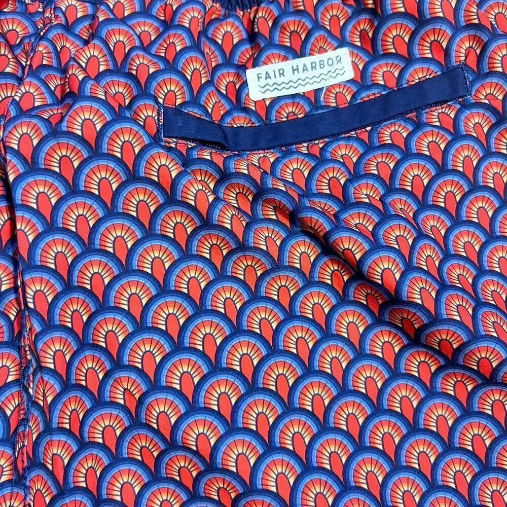 Fair Harbor The Anchor Men’s Performance Swim Trunks Size XXL 2XL Geo Print 8”